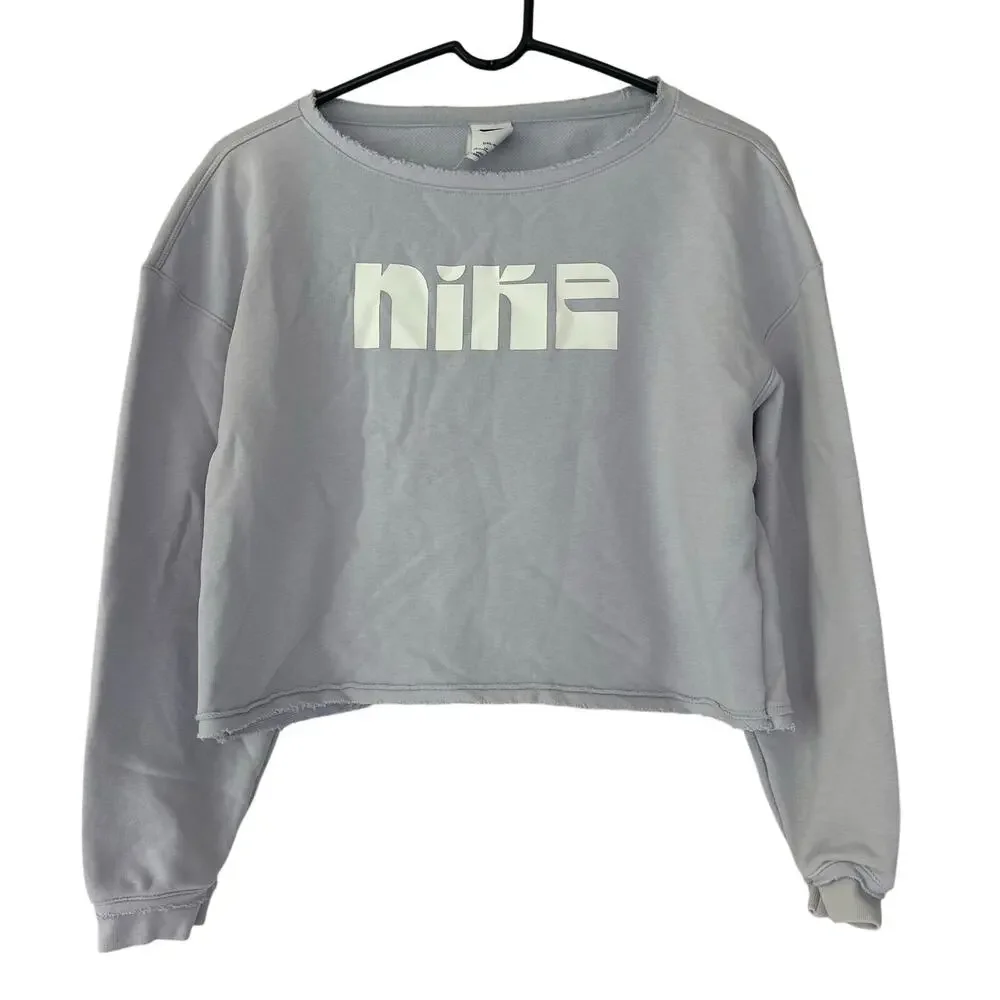 Nike Dri-FIT Raw Hem Cropped Sweatshirt Lavender purple Athletic Lounge XS